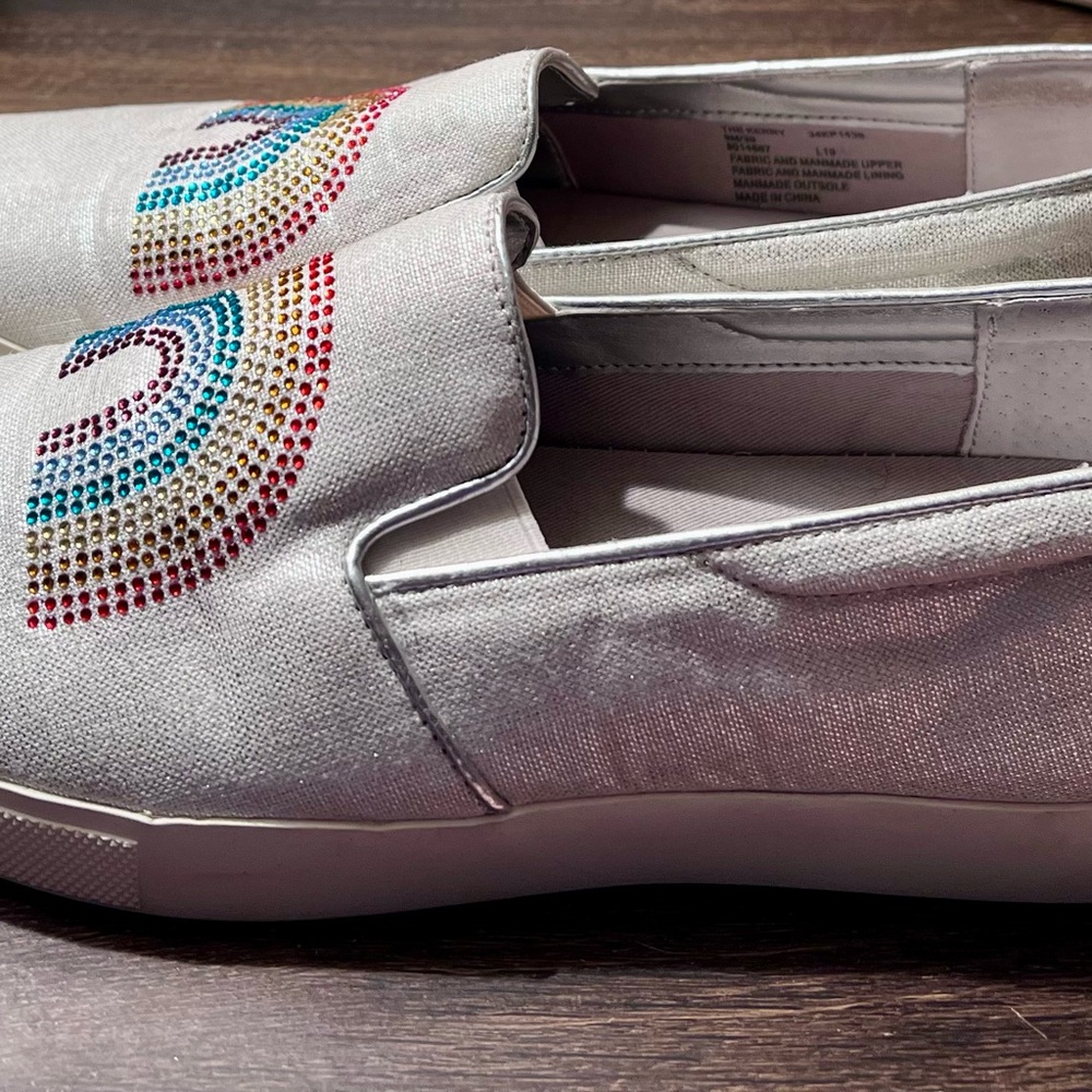 Katy Perry "The Kerry" Rainbow Rhinestone Sneakers - Silver - Size 9 - NEW
